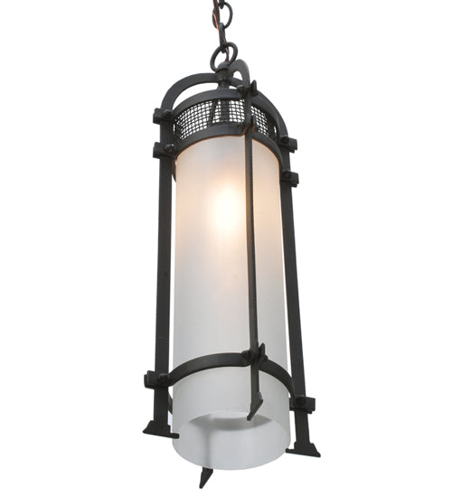 Meyda Lighting Cilindro 6" Oil Rubbed Bronze Mini Pendant Light With Whitestone Idalight Shade Glass
