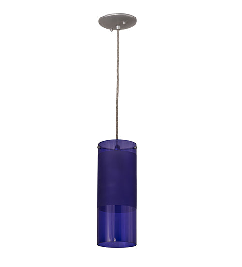 Meyda Lighting Cilindro 6" Sparkle Silver Play Mini Pendant Light With Frosted Blue Idalight Shade Glass