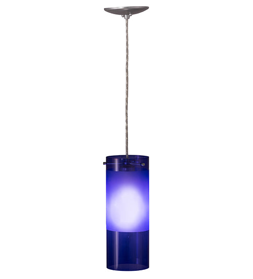 Meyda Lighting Cilindro 6" Sparkle Silver Play Mini Pendant Light With Frosted Blue Idalight Shade Glass