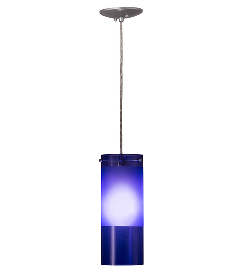 Meyda Lighting Cilindro 6" Sparkle Silver Play Mini Pendant Light With Frosted Blue Idalight Shade Glass