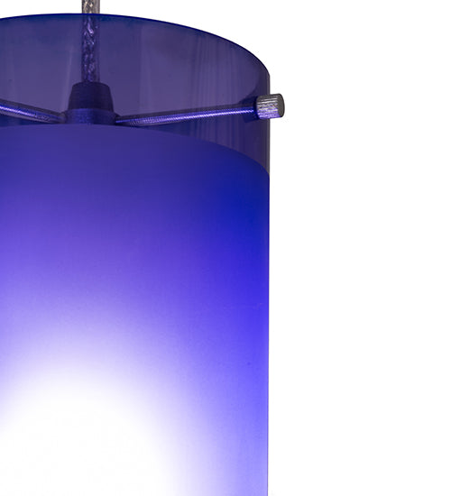 Meyda Lighting Cilindro 6" Sparkle Silver Play Mini Pendant Light With Frosted Blue Idalight Shade Glass