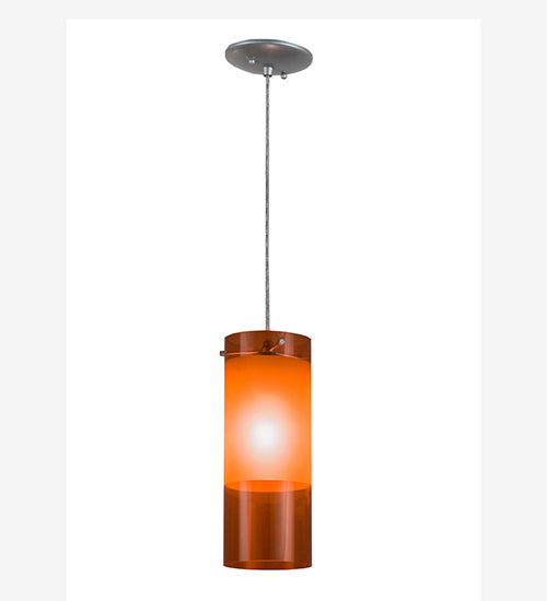 Meyda Lighting Cilindro 6" Sparkle Silver Play Mini Pendant Light With Frosted Orange Idalight Shade Glass