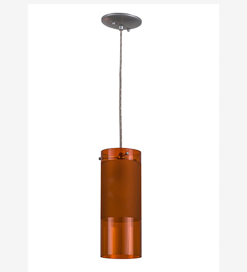 Meyda Lighting Cilindro 6" Sparkle Silver Play Mini Pendant Light With Frosted Orange Idalight Shade Glass