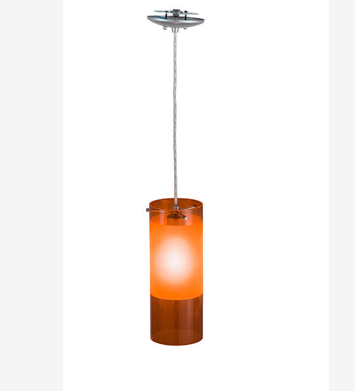 Meyda Lighting Cilindro 6" Sparkle Silver Play Mini Pendant Light With Frosted Orange Idalight Shade Glass