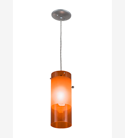 Meyda Lighting Cilindro 6" Sparkle Silver Play Mini Pendant Light With Frosted Orange Idalight Shade Glass