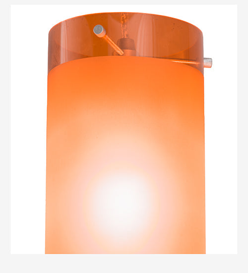 Meyda Lighting Cilindro 6" Sparkle Silver Play Mini Pendant Light With Frosted Orange Idalight Shade Glass