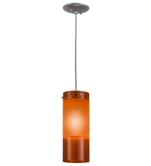 Meyda Lighting Cilindro 6" Sparkle Silver Play Mini Pendant Light With Frosted Orange Idalight Shade Glass