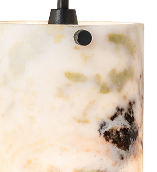 Meyda Lighting Cilindro 6" White Powder Coat Mini Pendant Light With Green & White Jadestone Shade