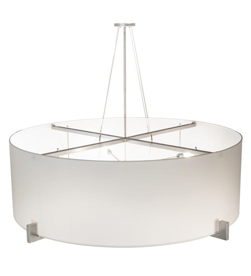 Meyda Lighting Cilindro 60" 10-Light Brushed Nickel Structure Pendant Light With Laura White Textrene And Statuario Idalight Shade
