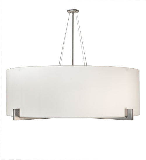 Meyda Lighting Cilindro 60" 10-Light Brushed Nickel Structure Pendant Light With Laura White Textrene And Statuario Idalight Shade