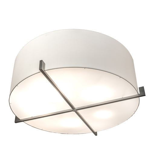 Meyda Lighting Cilindro 60" 10-Light Brushed Nickel Structure Pendant Light With Laura White Textrene And Statuario Idalight Shade