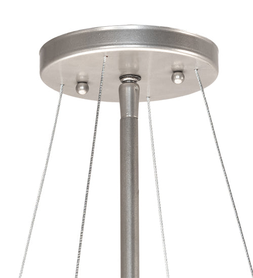 Meyda Lighting Cilindro 60" 10-Light Brushed Nickel Structure Pendant Light With Laura White Textrene And Statuario Idalight Shade