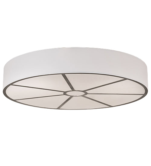 Meyda Lighting Cilindro 60" 10-Light Nickel Powder Coat Flush Mount Light With White Textrene & Statuario Idalight Shade