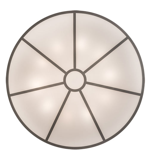 Meyda Lighting Cilindro 60" 10-Light Nickel Powder Coat Flush Mount Light With White Textrene & Statuario Idalight Shade