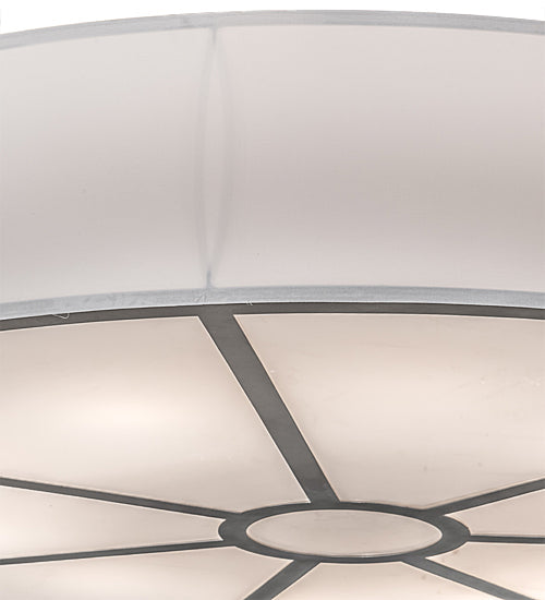 Meyda Lighting Cilindro 60" 10-Light Nickel Powder Coat Flush Mount Light With White Textrene & Statuario Idalight Shade