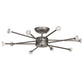 Meyda Lighting Cilindro 60" 10-Light Nickel Powder Coat Flush Mount Light With White Textrene & Statuario Idalight Shade