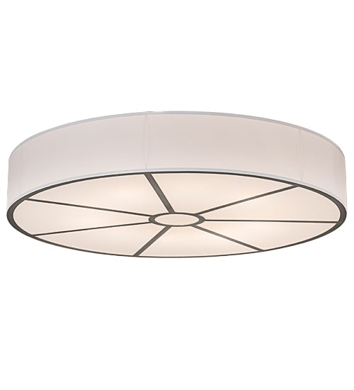 Meyda Lighting Cilindro 60" 10-Light Nickel Powder Coat Flush Mount Light With White Textrene & Statuario Idalight Shade