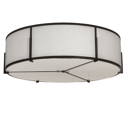 Meyda Lighting Cilindro 60" 12-Light Timeless Bronze Flush Mount Light With Off White Statuario Shade