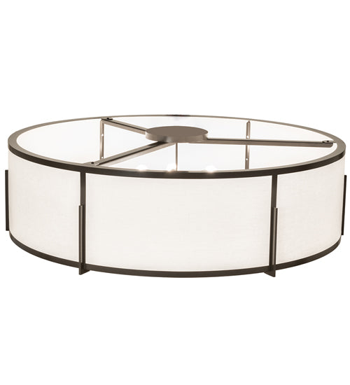Meyda Lighting Cilindro 60" 12-Light Timeless Bronze Flush Mount Light With Off White Statuario Shade