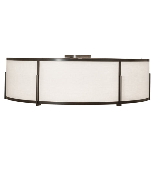 Meyda Lighting Cilindro 60" 12-Light Timeless Bronze Flush Mount Light With Off White Statuario Shade