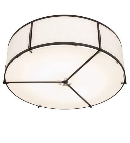 Meyda Lighting Cilindro 60" 12-Light Timeless Bronze Flush Mount Light With Off White Statuario Shade
