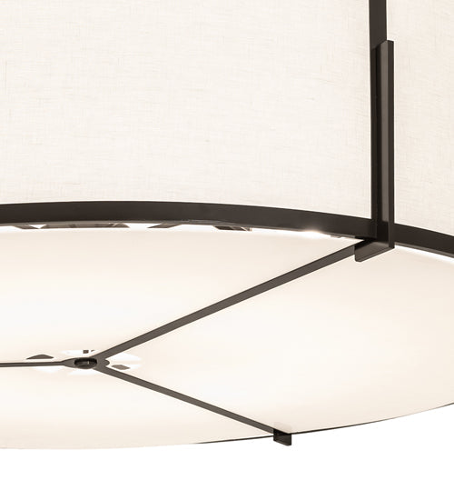 Meyda Lighting Cilindro 60" 12-Light Timeless Bronze Flush Mount Light With Off White Statuario Shade
