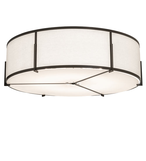 Meyda Lighting Cilindro 60" 12-Light Timeless Bronze Flush Mount Light With Off White Statuario Shade