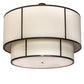 Meyda Lighting Cilindro 60" 3-Light 2-Tier Timeless Bronze Pendant Light With Beige Natural Textrene & White Statuario Idalight Shade