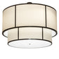 Meyda Lighting Cilindro 60" 3-Light 2-Tier Timeless Bronze Pendant Light With Beige Natural Textrene & White Statuario Idalight Shade