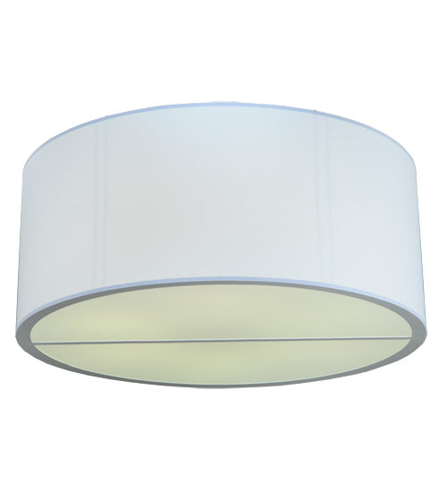 Meyda Lighting Cilindro 60" 6-Light Nickel Flush Mount Light With White Linen Textrene Shade