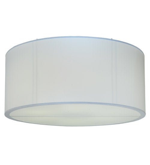 Meyda Lighting Cilindro 60" 6-Light Nickel Flush Mount Light With White Linen Textrene Shade
