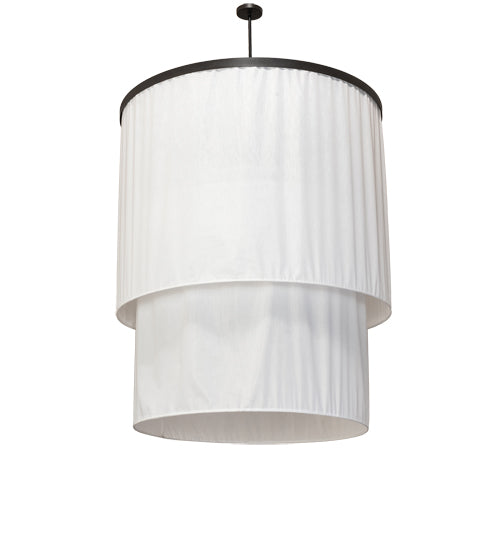 Meyda Lighting Cilindro 60" 8-Light 2-Tier Old Wrought Iron Pendant Light With White Rapture Shade