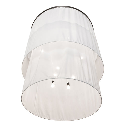Meyda Lighting Cilindro 60" 8-Light 2-Tier Old Wrought Iron Pendant Light With White Rapture Shade