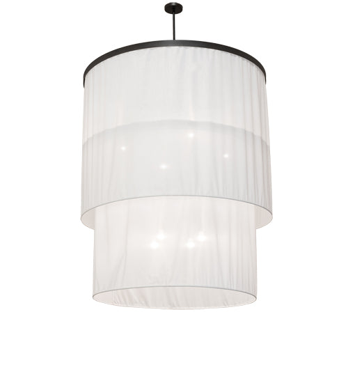 Meyda Lighting Cilindro 60" 8-Light 2-Tier Old Wrought Iron Pendant Light With White Rapture Shade