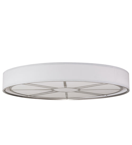 Meyda Lighting Cilindro 60" 8-Light Nickel Milwaukee Flush Mount Light With Linen Textrene And Statuario Idalight Shade Glass