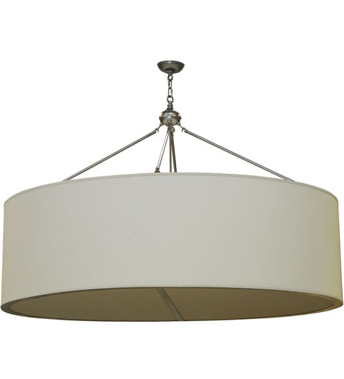 Meyda Lighting Cilindro 60" 8-Light Nickel Pendant Light With Beige Eggshell Textrene Shade