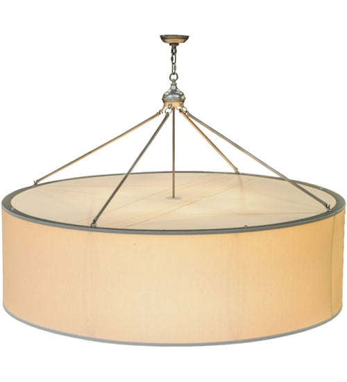 Meyda Lighting Cilindro 60" 8-Light Nickel Pendant Light With Beige Eggshell Textrene Shade