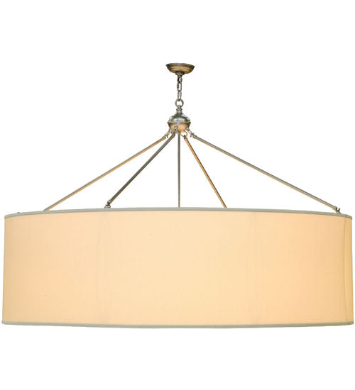 Meyda Lighting Cilindro 60" 8-Light Nickel Pendant Light With Beige Eggshell Textrene Shade