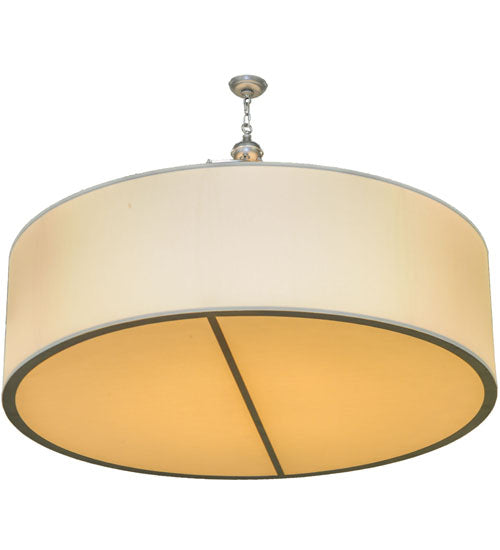 Meyda Lighting Cilindro 60" 8-Light Nickel Pendant Light With Beige Eggshell Textrene Shade