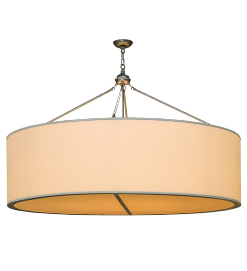 Meyda Lighting Cilindro 60" 8-Light Nickel Pendant Light With Beige Eggshell Textrene Shade