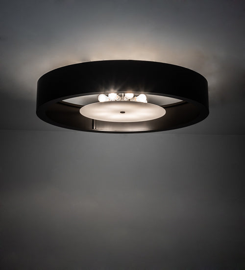 Meyda Lighting Cilindro 60" 8-Light Timeless Bronze Chic Flush Mount Light With White Statuario Idalight Shade