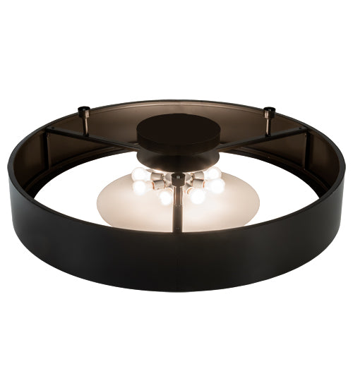 Meyda Lighting Cilindro 60" 8-Light Timeless Bronze Chic Flush Mount Light With White Statuario Idalight Shade
