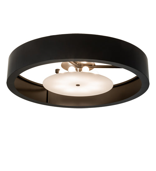 Meyda Lighting Cilindro 60" 8-Light Timeless Bronze Chic Flush Mount Light With White Statuario Idalight Shade