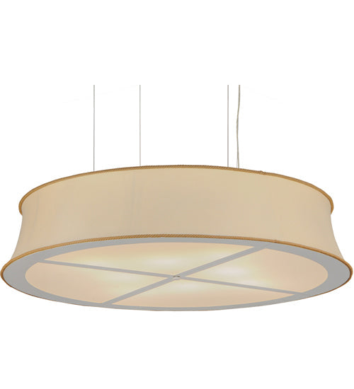 Meyda Lighting Cilindro 68" 8-Light Black Tapered Pendant Light With Natural Textrene Shade