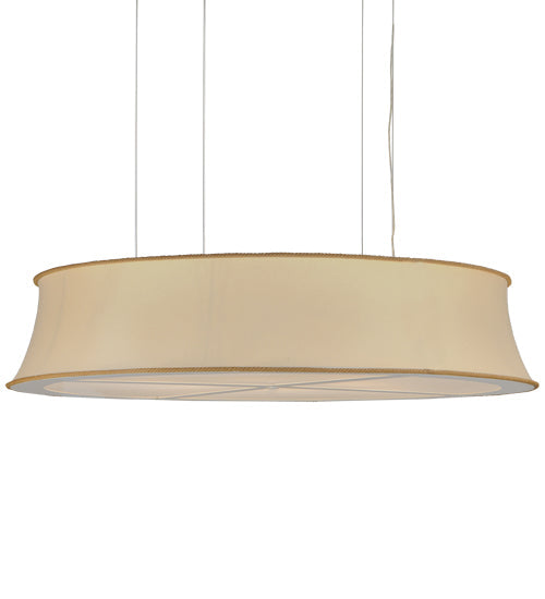 Meyda Lighting Cilindro 68" 8-Light Black Tapered Pendant Light With Natural Textrene Shade