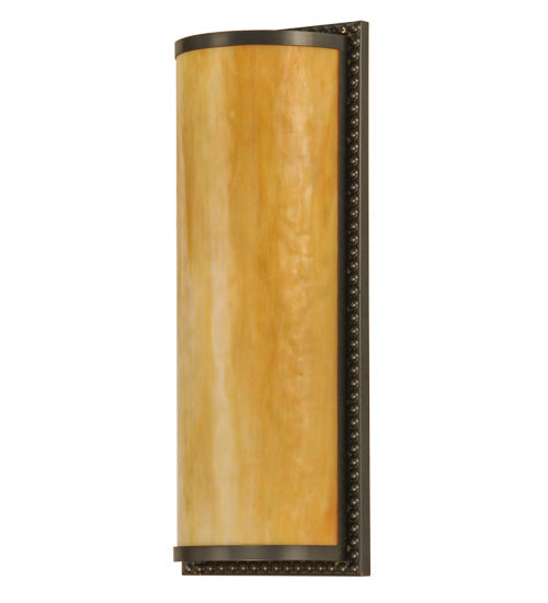 Meyda Lighting Cilindro 7" 2-Light Craftsman Brown Wall Sconce With Beige Art Shade Glass