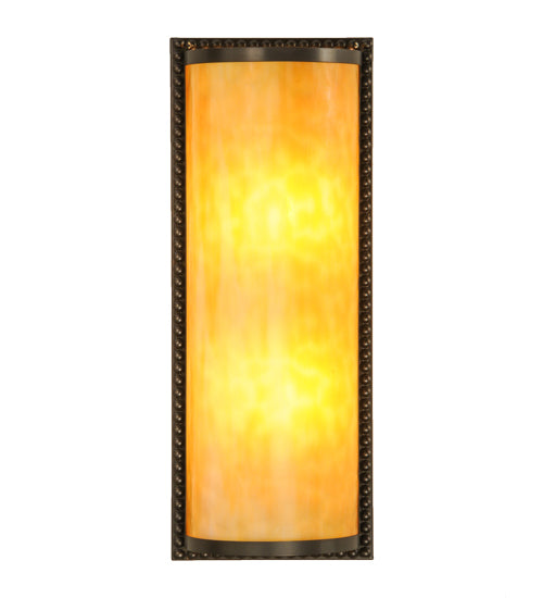 Meyda Lighting Cilindro 7" 2-Light Craftsman Brown Wall Sconce With Beige Art Shade Glass