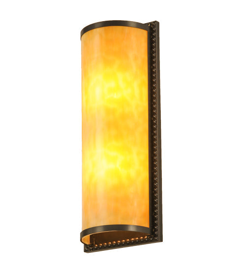 Meyda Lighting Cilindro 7" 2-Light Craftsman Brown Wall Sconce With Beige Art Shade Glass