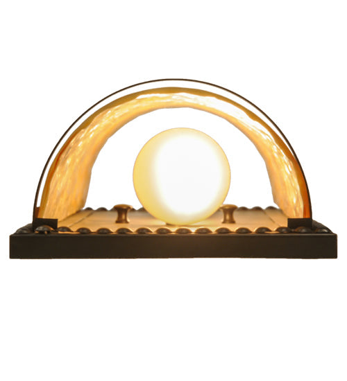 Meyda Lighting Cilindro 7" 2-Light Craftsman Brown Wall Sconce With Beige Art Shade Glass