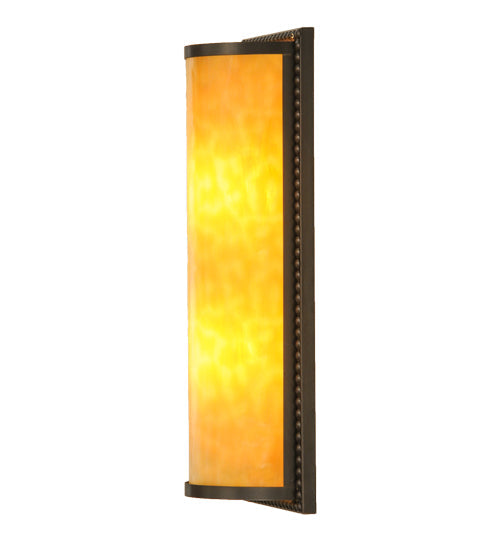 Meyda Lighting Cilindro 7" 2-Light Craftsman Brown Wall Sconce With Beige Art Shade Glass